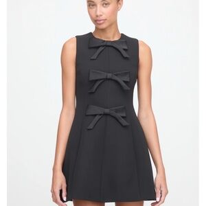 Hill House Black Mini Dress with Bow Accents